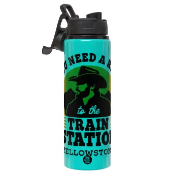 You need a ride to the train station, Metallic water bottle with safety lid, 850ml aluminum