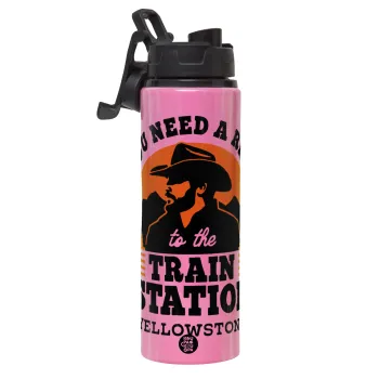 You need a ride to the train station, Metallic water bottle with safety lid, 850ml aluminum