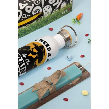 You need a ride to the train station, Easter Set, metallic silver aluminum water bottle (500ml) & scented flat Easter candle (30cm) (TURQUOISE)