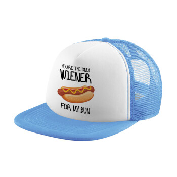 You re the only wiener for my bun, Καπέλο Soft Trucker με Δίχτυ Γαλάζιο/Λευκό