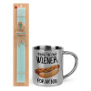 Easter Set, metallic thermal cup (300ml) & aromatic flat Easter candle (30cm) (TURQUOISE)