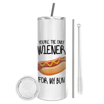 You re the only wiener for my bun, Tumbler ποτήρι θερμό από ανοξείδωτο ατσάλι 600ml, με μεταλλικό καλαμάκι & βούρτσα καθαρισμού