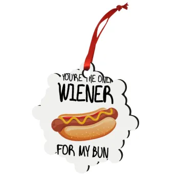You re the only wiener for my bun, Στολίδι Χριστουγεννιάτικο στολίδι snowflake ξύλινο 7.5cm