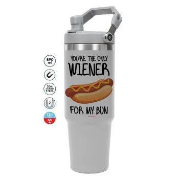 You re the only wiener for my bun, GREY color, 890ml (30oz) stainless Steel Tumbler with Handle