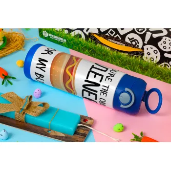 You re the only wiener for my bun, Easter candle, Childrens hot water bottle, stainless steel, with safety straw, BLUE (500ml)