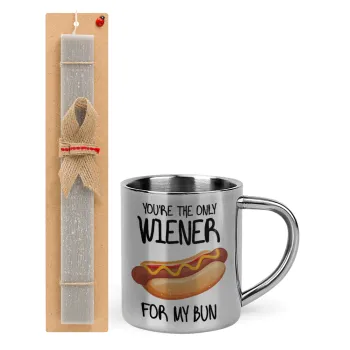 You re the only wiener for my bun, Easter Set, metallic thermal cup (300ml) & Easter aromatic flat candle (30cm) (GRAY)