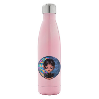 Wednesday big eyes, Metal mug thermos Pink Iridiscent (Stainless steel), double wall, 500ml