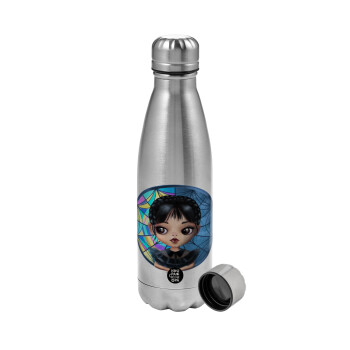 Wednesday big eyes, Metallic water bottle, stainless steel, 750ml