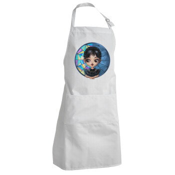 Wednesday big eyes, Adult Chef Apron (with sliders and 2 pockets)