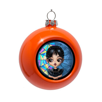 Wednesday big eyes, Orange Christmas tree ornament bauble 8cm