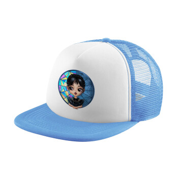 Wednesday big eyes, Καπέλο παιδικό Soft Trucker με Δίχτυ Γαλάζιο/Λευκό