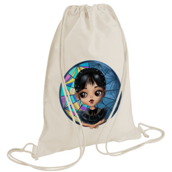 Wednesday big eyes, Τσάντα πλάτης πουγκί GYMBAG natural (28x40cm)