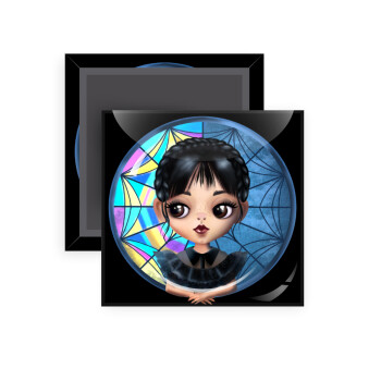 Wednesday big eyes, Μαγνητάκι ψυγείου τετράγωνο διάστασης 5x5cm