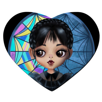 Wednesday big eyes, Mousepad heart 23x20cm