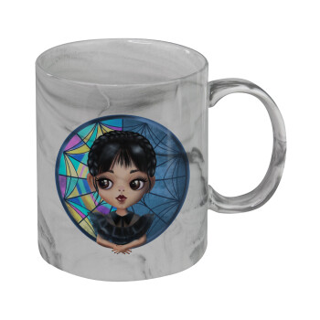 Wednesday big eyes, Κούπα κεραμική, marble style (μάρμαρο), 330ml