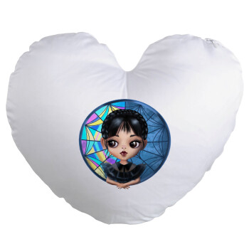 Wednesday big eyes, Μαξιλάρι καναπέ καρδιά 40x40cm περιέχεται το  γέμισμα