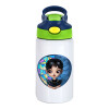 Παιδικό παγούρι θερμό, ανοξείδωτο, με καλαμάκι ασφαλείας, πράσινο/μπλε (350ml)