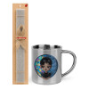 Easter Set, metallic thermal cup (300ml) & Easter aromatic flat candle (30cm) (GRAY)