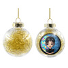 Transparent Christmas tree ball ornament with gold filling 8cm