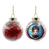 Transparent Christmas tree ball ornament with red filling 8cm