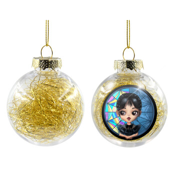 Wednesday big eyes, Χριστουγεννιάτικη μπάλα δένδρου διάφανη με χρυσό γέμισμα 8cm