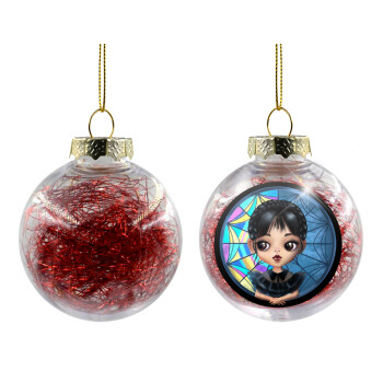 Wednesday big eyes, Χριστουγεννιάτικη μπάλα δένδρου διάφανη με κόκκινο γέμισμα 8cm