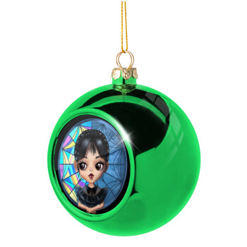 Wednesday big eyes, Χριστουγεννιάτικη μπάλα δένδρου Πράσινη 8cm