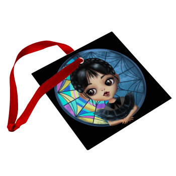 Wednesday big eyes, Στολίδι Χριστουγεννιάτικο στολίδι γυάλινο τετράγωνο 9x9cm