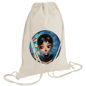 Wednesday big eyes, Τσάντα πλάτης πουγκί GYMBAG natural (28x40cm)