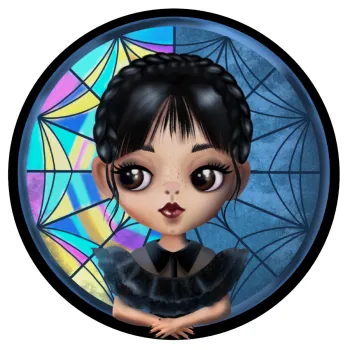 Wednesday big eyes, Mousepad Στρογγυλό 20cm