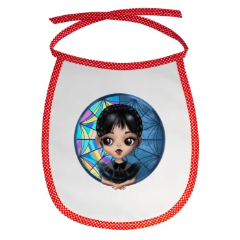 Wednesday big eyes, Σαλιάρα μωρού αλέκιαστη με κορδόνι Κόκκινη