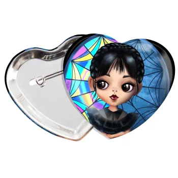 Wednesday big eyes, Κονκάρδα παραμάνα καρδιά (57x52mm)