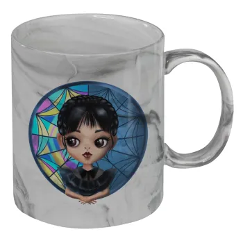 Wednesday big eyes, Mug ceramic marble style, 330ml