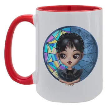 Wednesday big eyes, Κούπα Mega 15oz, κεραμική Κόκκινη, 450ml