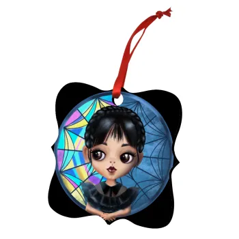 Wednesday big eyes, Christmas ornament polygon wooden 7.5cm