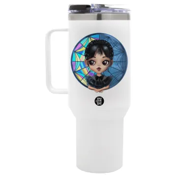 Wednesday big eyes, Mega Tumbler με καπάκι, διπλού τοιχώματος (θερμό) 1,2L