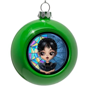 Wednesday big eyes, Green Christmas tree ornament bauble 8cm