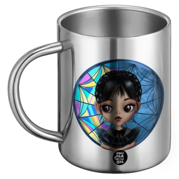 Wednesday big eyes, Ανοξείδωτη Μεταλλική Κούπα 450ml - Διπλού Τοιχώματος