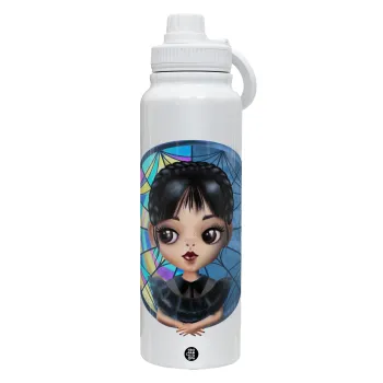 Wednesday big eyes, Θερμός 1L Ανοξείδωτο με Βάση Κινητού & Διπλά Τοιχώματα