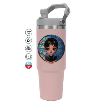Wednesday big eyes, ΡΟΖ χρώματος Θερμός Ανοξείδωτο 890ml (30oz) με χερούλι