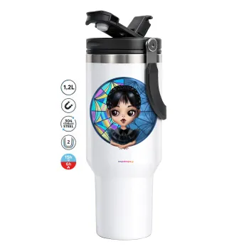 Wednesday big eyes, Mega Stainless steel Tumbler with lid, double wall 1,2L
