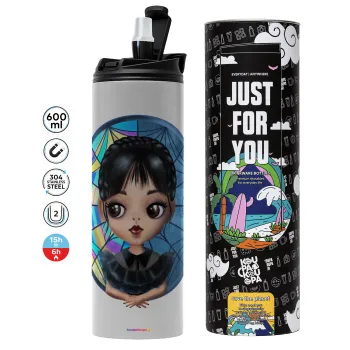 Wednesday big eyes, Tumbler stainless steel GREY 600ml