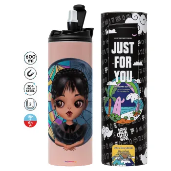 Wednesday big eyes, Tumbler stainless steel PINK 600ml