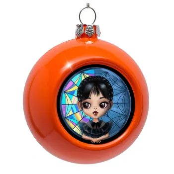 Wednesday big eyes, Orange Christmas tree ornament bauble 8cm
