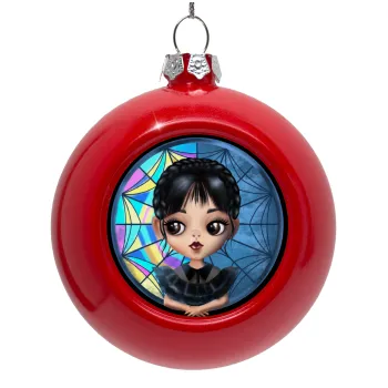 Wednesday big eyes, Red Christmas tree ornament bauble 8cm