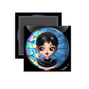 Wednesday big eyes, Μαγνητάκι ψυγείου τετράγωνο διάστασης 5x5cm
