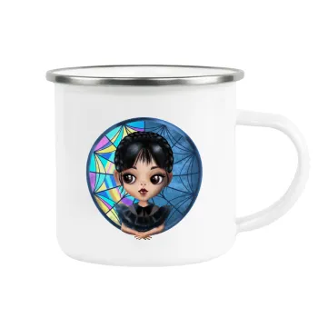Wednesday big eyes, Metallic enamel cup white 360ml