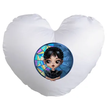 Wednesday big eyes, Μαξιλάρι καναπέ καρδιά 40x40cm περιέχεται το  γέμισμα