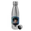 Metallic water bottle, stainless steel, 750ml
