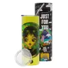 Neon Yellow Travel Tumbler θερμό, μεταλλικό καλαμάκι(Ανωξείδωτο 304 Food grade, BPA free, 600ml)